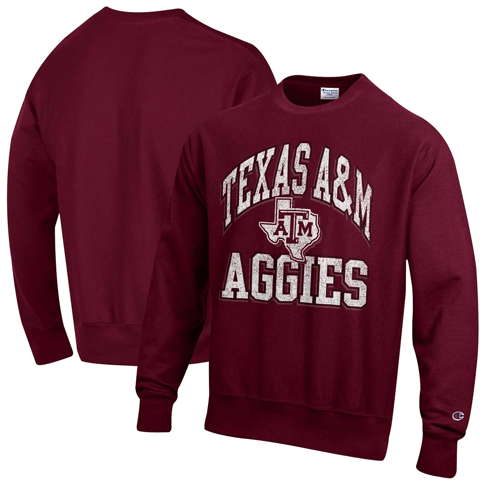 Men's Champion Maroon Texas A&M Aggies Vault Late Night Reverse Weave Pullover Sweatshirt