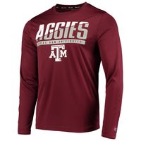 Men's Champion Maroon Texas A&M Aggies Wordmark Slash Long Sleeve T-Shirt