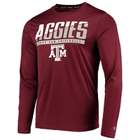 T-shirt à manches longues pour homme Champion Maroon Texas A&M Aggies Wordmark Slash