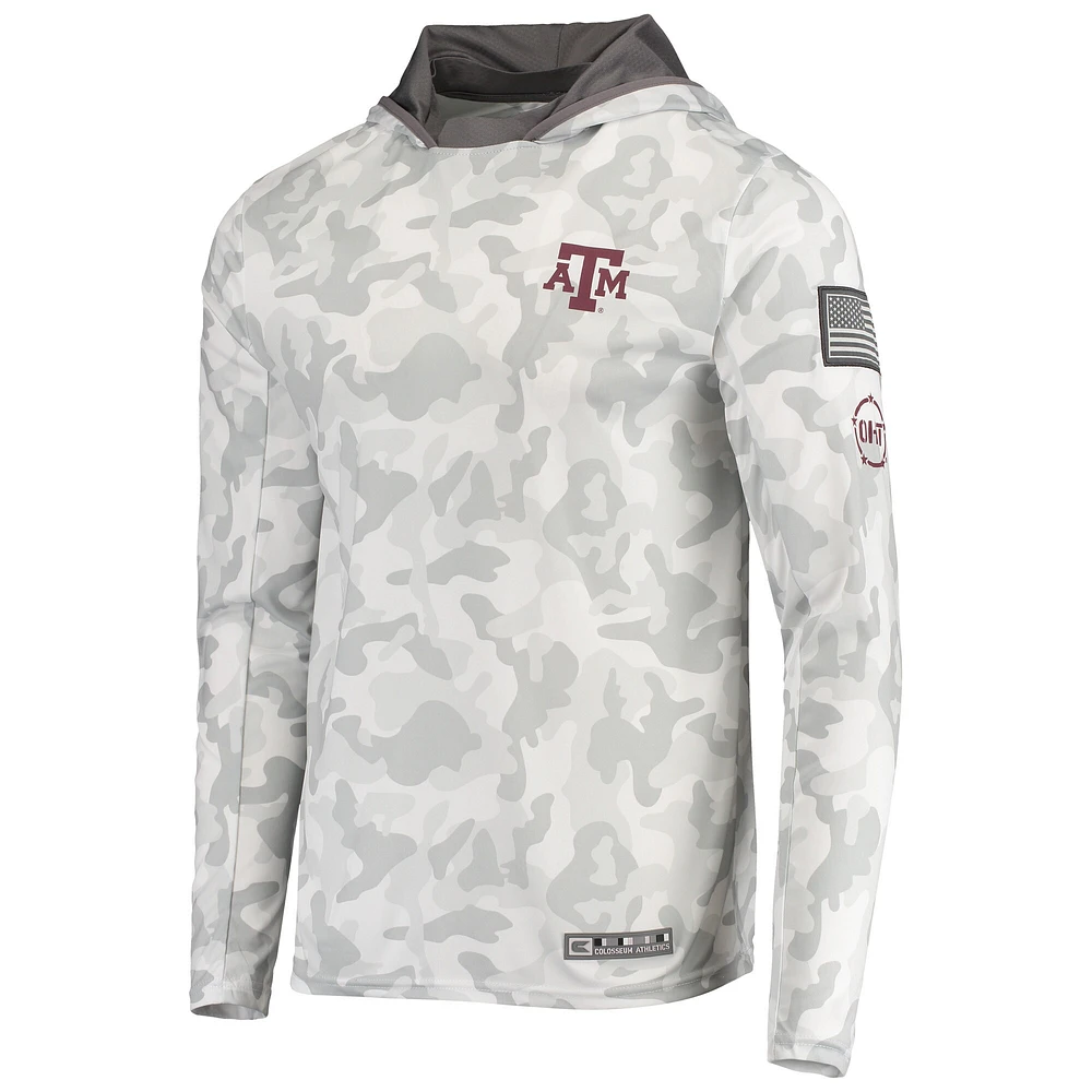 Colosseum Arctic Camo Texas A&M Aggies OHT Military Appreciation Sweat à capuche manches longues pour homme