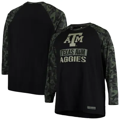 Texas A&M Aggies Colosseum OHT Military Appreciation Big & Tall Raglan Long Sleeve T-Shirt - Black/Camo