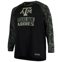 Men's Colosseum Black/Camo Texas A&M Aggies OHT Military Appreciation Big & Tall Raglan Long Sleeve T-Shirt