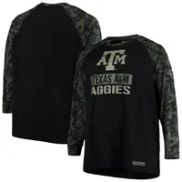 Men's Colosseum Black/Camo Texas A&M Aggies OHT Military Appreciation Big & Tall Raglan Long Sleeve T-Shirt