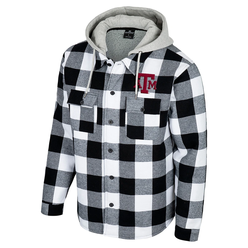 Veste zippée à carreaux de buffle Texas A&M Aggies noire/blanche Colosseum pour homme