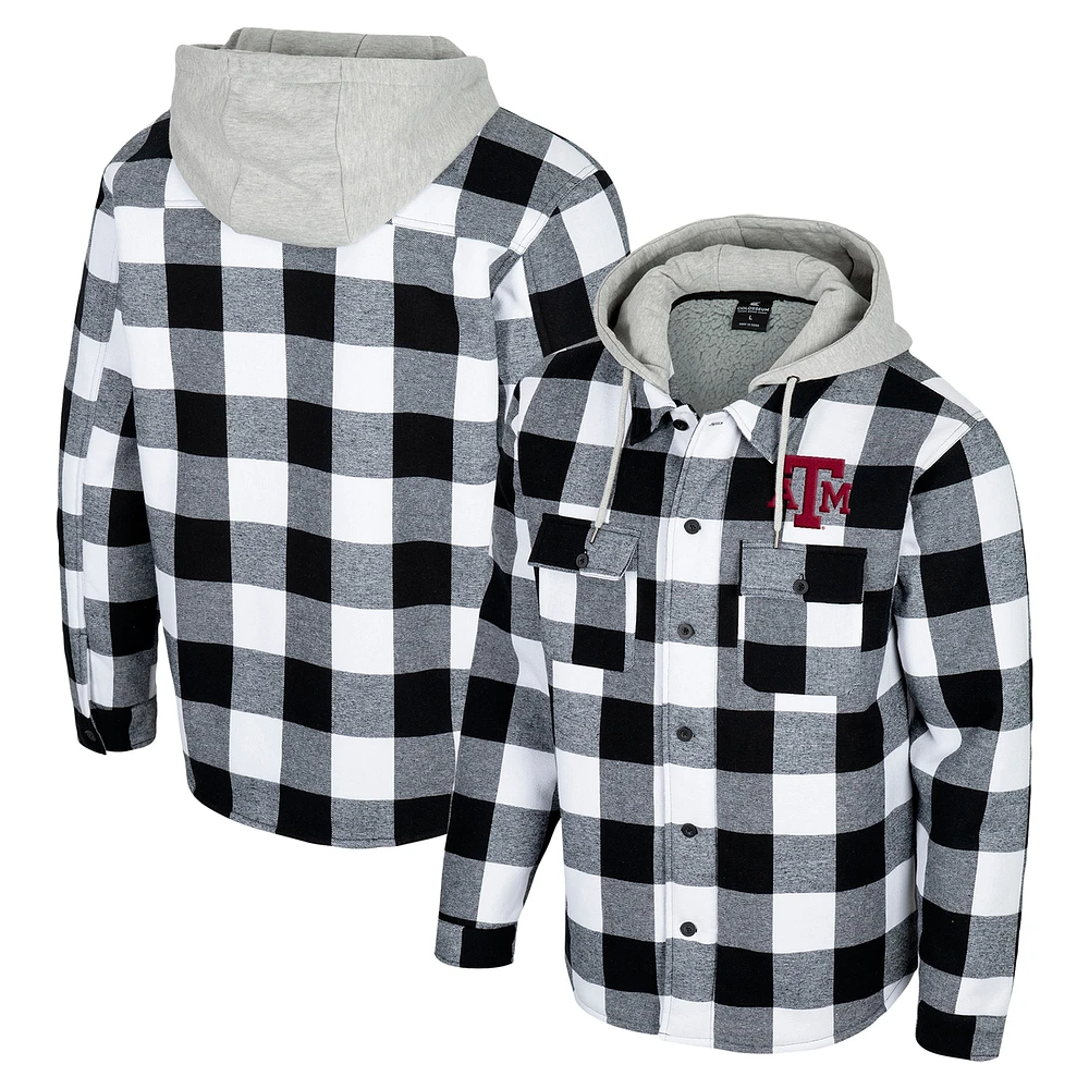 Veste zippée à carreaux de buffle Texas A&M Aggies noire/blanche Colosseum pour homme