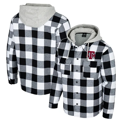 Men's Colosseum Black/White Texas A&M Aggies Buffalo Plaid Full-Zip Jacket