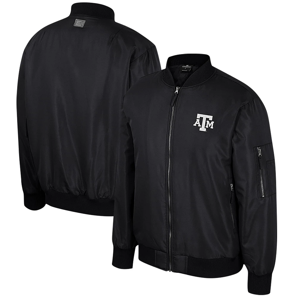 Blouson aviateur entièrement zippé Colosseum pour hommes Texas A&M Aggies noir