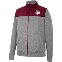 Men's Colosseum Charcoal/Maroon Texas A&M Aggies Putter Herringbone Full-Zip Jacket