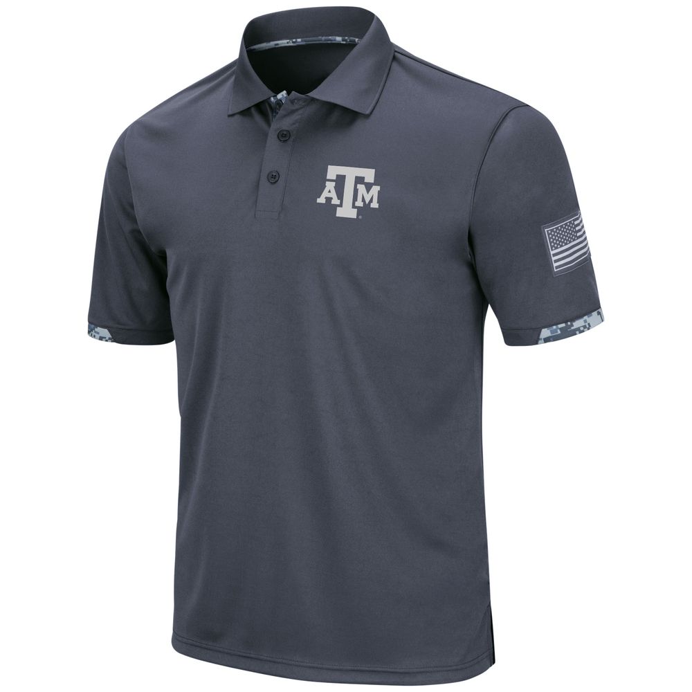 Men's Colosseum Charcoal Texas A&M Aggies Big & Tall OHT Military Appreciation Digital Camo Polo