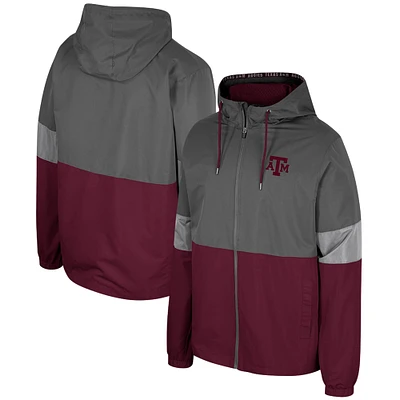 Veste entièrement zippée Colosseum Charcoal Texas A&M Aggies Miles pour hommes