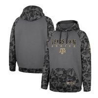 Men's Colosseum Charcoal Texas A&M Aggies OHT Military Appreciation Camo Stack Raglan Pullover Hoodie