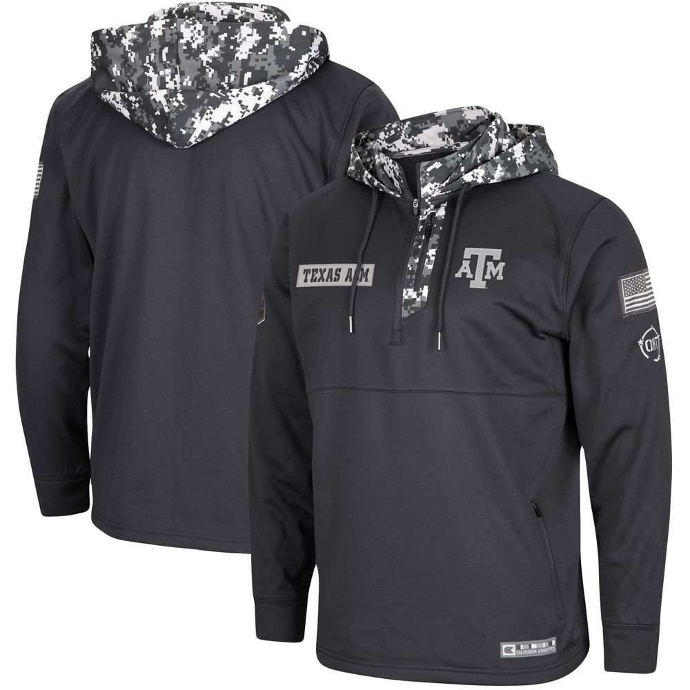 Men's Colosseum Charcoal Texas A&M Aggies OHT Military Appreciation Digi Camo Quarter-Zip Hoodie