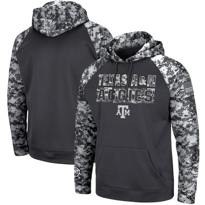 Men's Colosseum Charcoal Texas A&M Aggies OHT Military Appreciation Digital Camo Pullover Hoodie