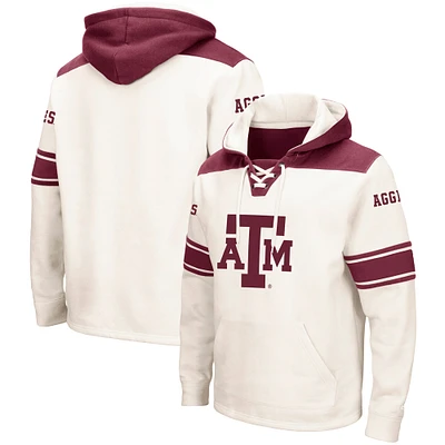 Men's Colosseum Cream Texas A&M Aggies 2.0 Lace-Up Pullover Hoodie