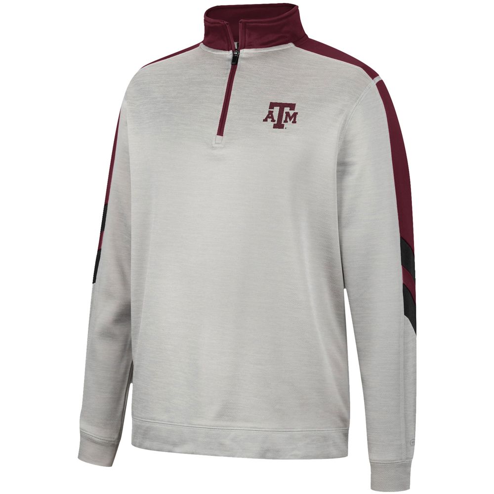 Men's Colosseum Gray/Maroon Texas A&M Aggies Bushwood Fleece Quarter-Zip Jacket