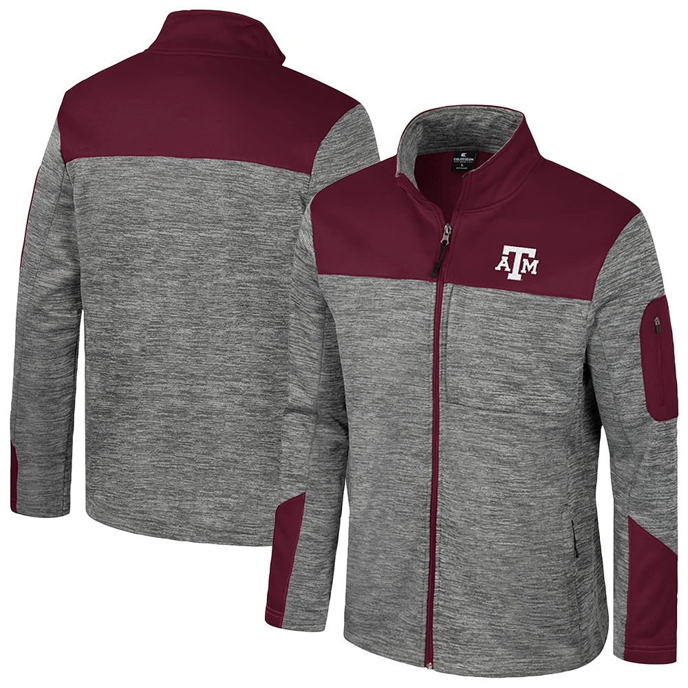 Veste zippée intégrale pour homme Texas A&M Aggies Guard gris/marron Colosseum