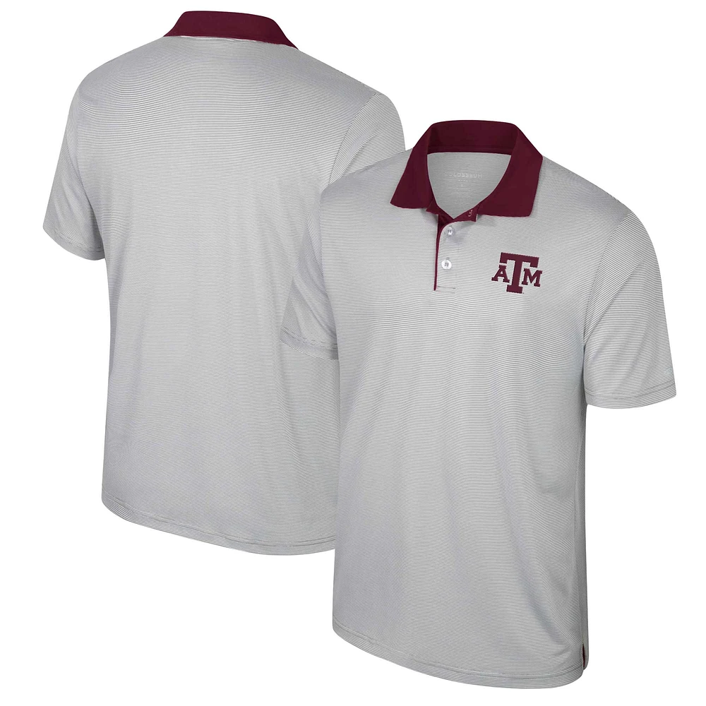 Men's Colosseum Gray Texas A&M Aggies Big & Tall Tuck Striped Polo