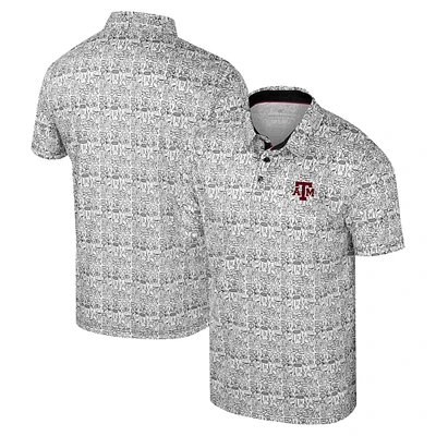 Men's Colosseum Gray Texas A&M Aggies It's Time! Allover Print Polo