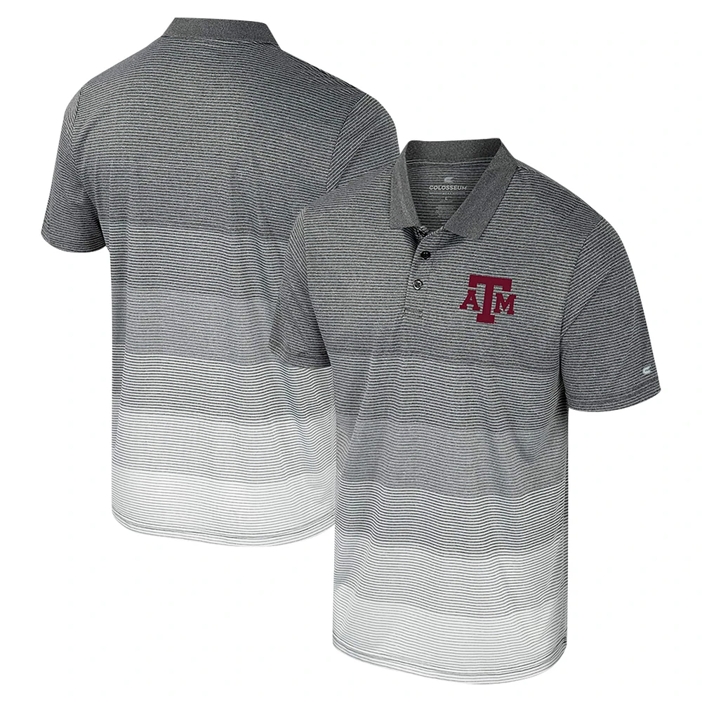 Polo rayé en maille gris Colosseum pour homme Texas A&M Aggies