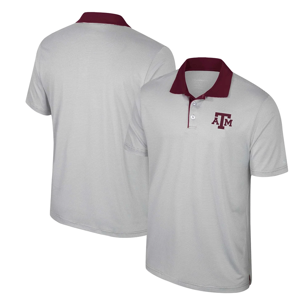 Polo rayé Texas A&M Aggies Tuck pour hommes, gris Colosseum