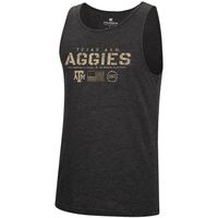 Men's Colosseum Heathered Black Texas A&M Aggies Military Appreciation OHT Transport Tank Top
