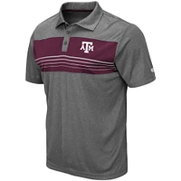 Men's Colosseum Heathered Charcoal Texas A&M Aggies Wordmark Smithers Polo
