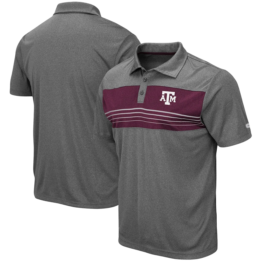 Men's Colosseum Heathered Charcoal Texas A&M Aggies Wordmark Smithers Polo