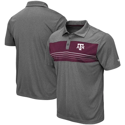Men's Colosseum Heathered Charcoal Texas A&M Aggies Wordmark Smithers Polo