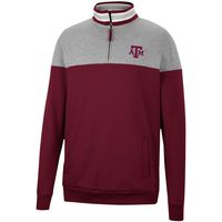 Men's Colosseum Heathered Gray/Maroon Texas A&M Aggies Be the Ball Quarter-Zip Top