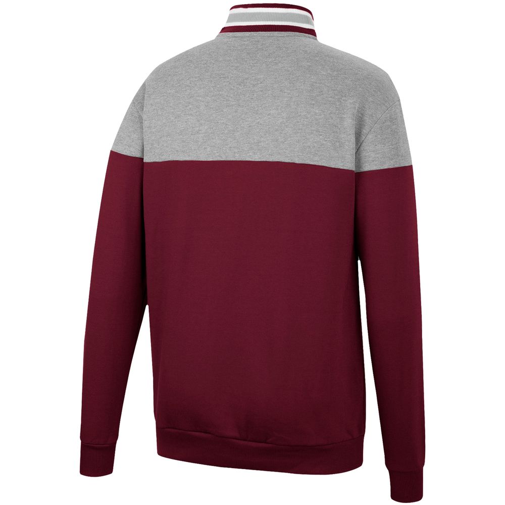 Men's Colosseum Heathered Gray/Maroon Texas A&M Aggies Be the Ball Quarter-Zip Top