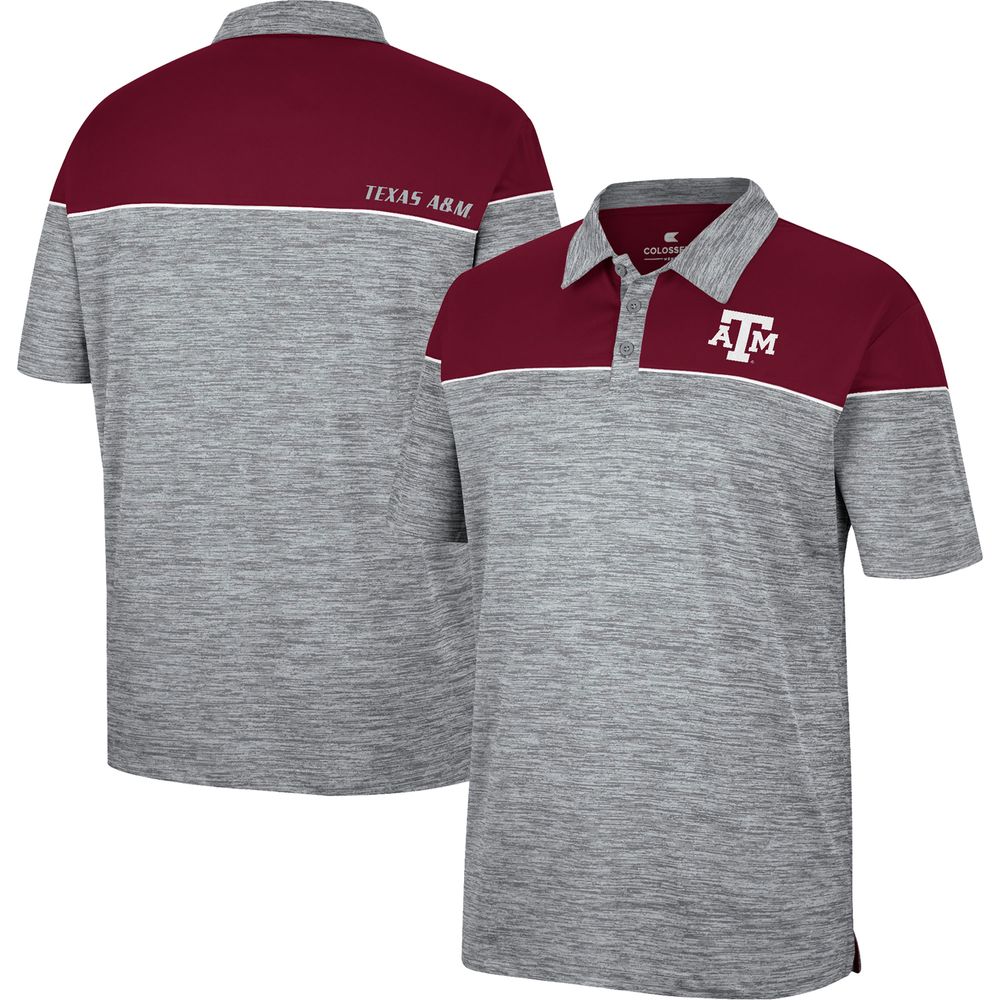 Men's Colosseum Heathered Gray/Maroon Texas A&M Aggies Birdie Polo