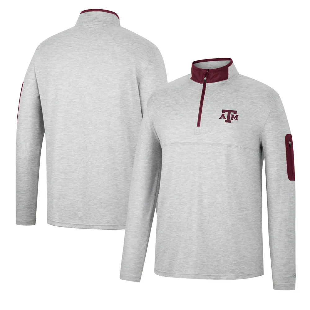 Men's Colosseum Heathered Gray/Maroon Texas A&M Aggies Country Club Windshirt Quarter-Zip Jacket