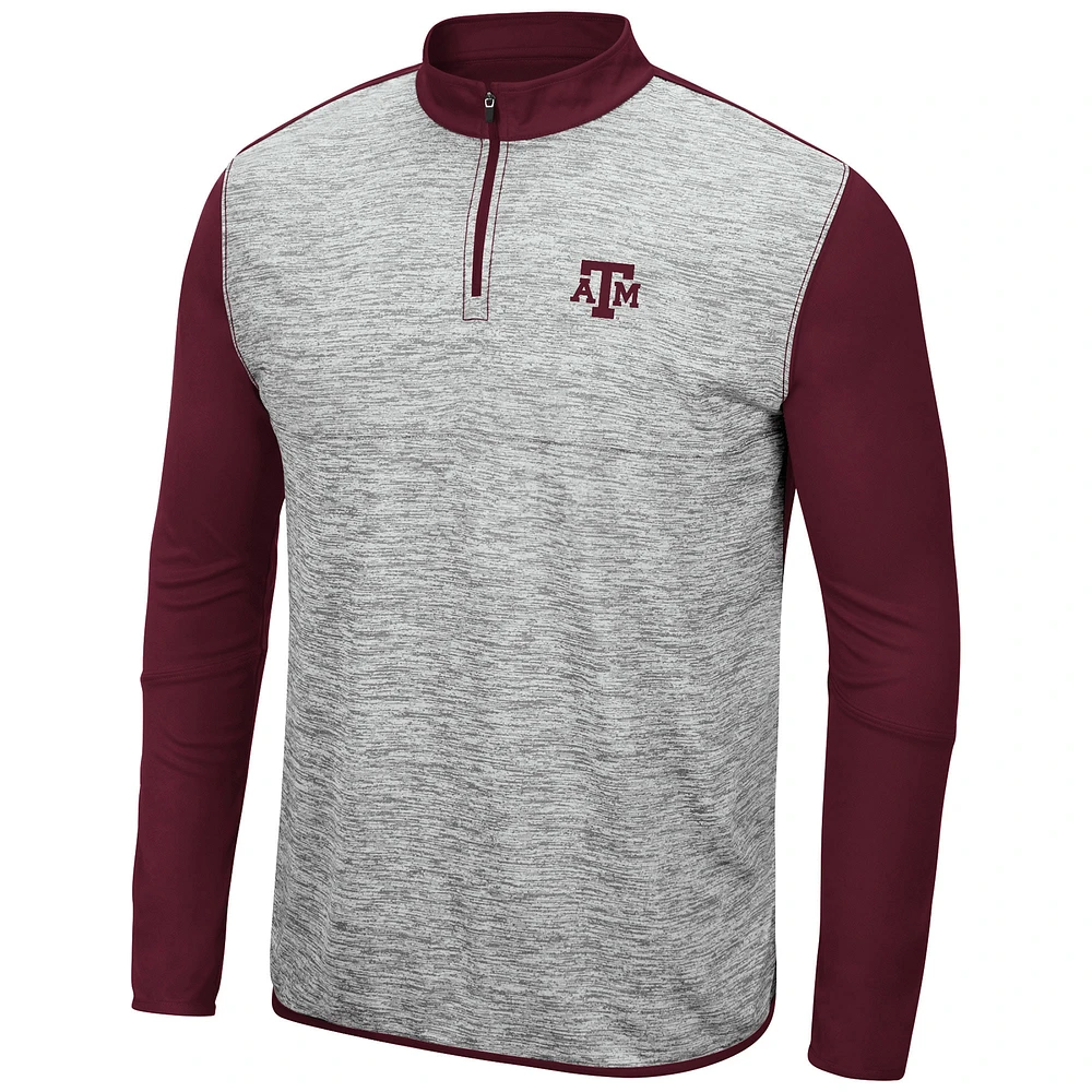 Men's Colosseum Heathered Gray/Maroon Texas A&M Aggies Prospect Quarter-Zip Jacket