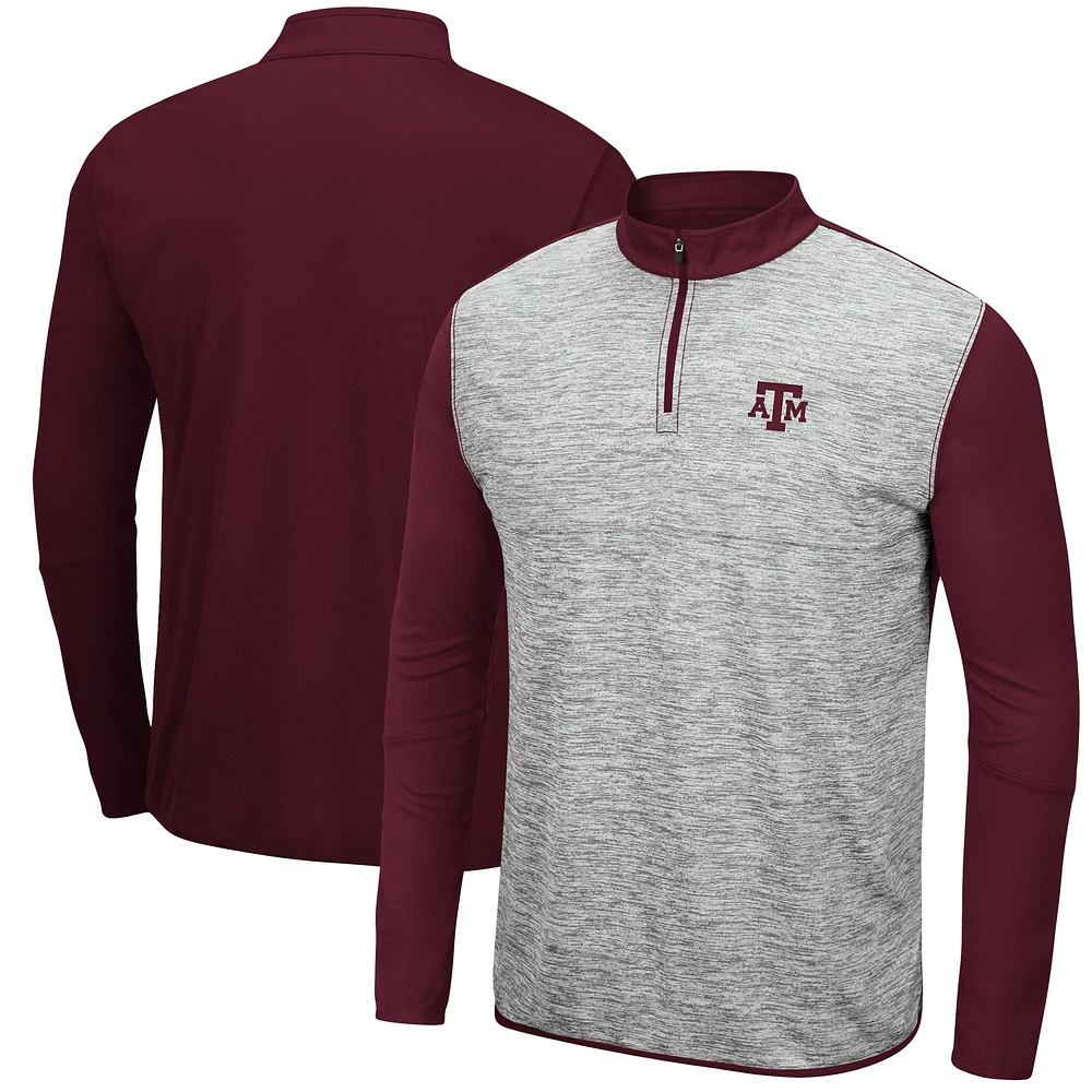 Men's Colosseum Heathered Gray/Maroon Texas A&M Aggies Prospect Quarter-Zip Jacket