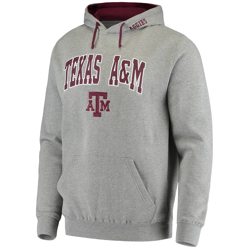 Men's Colosseum Heathered Gray Texas A&M Aggies Arch & Logo 2.0 Pullover Hoodie