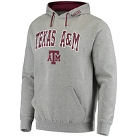 Men's Colosseum Heathered Gray Texas A&M Aggies Arch & Logo 2.0 Pullover Hoodie