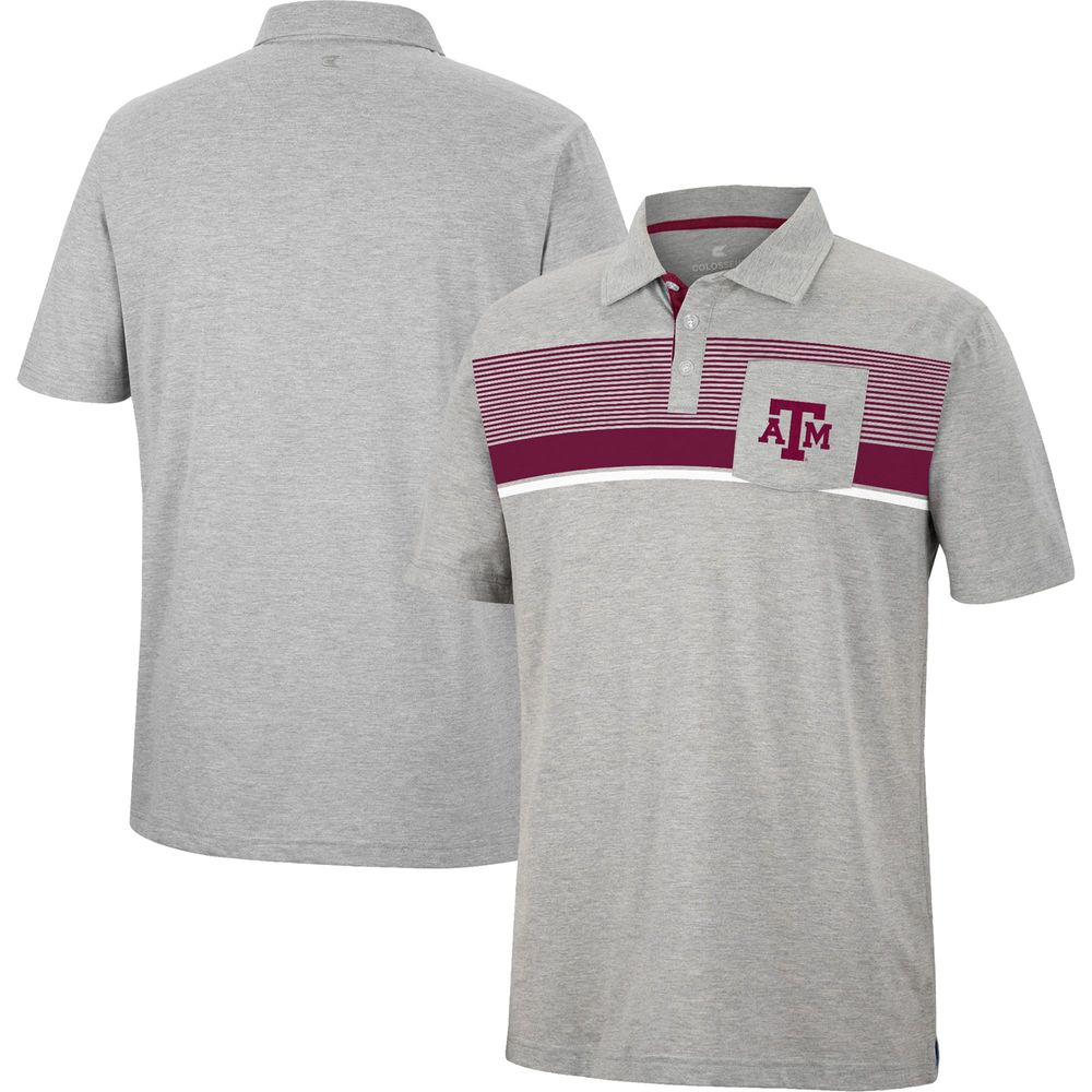 Men's Colosseum Heathered Gray Texas A&M Aggies Golfer Pocket Polo