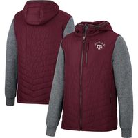 Men's Colosseum Maroon/Charcoal Texas A&M Aggies Course Herringbone Full-Zip Hoodie