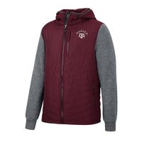 Men's Colosseum Maroon/Charcoal Texas A&M Aggies Course Herringbone Full-Zip Hoodie