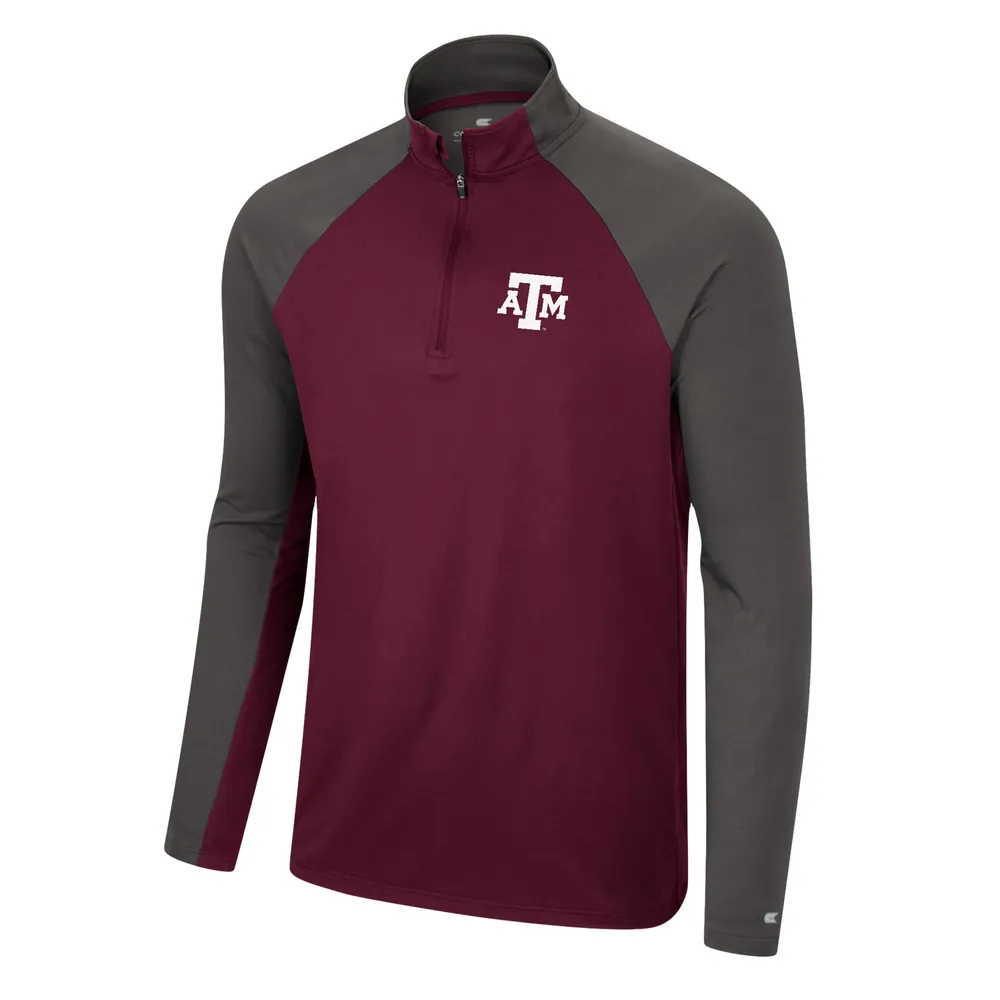 Homme Colosseum Bordeaux/Charcoal Texas A&M Aggies Two Yutes Raglan Quarter-Zip Windshirt