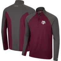 Homme Colosseum Bordeaux/Charcoal Texas A&M Aggies Two Yutes Raglan Quarter-Zip Windshirt