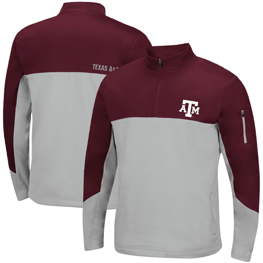 Men's Colosseum Maroon/Gray Texas A&M Aggies Triple Dog Dare Quarter-Zip Jacket