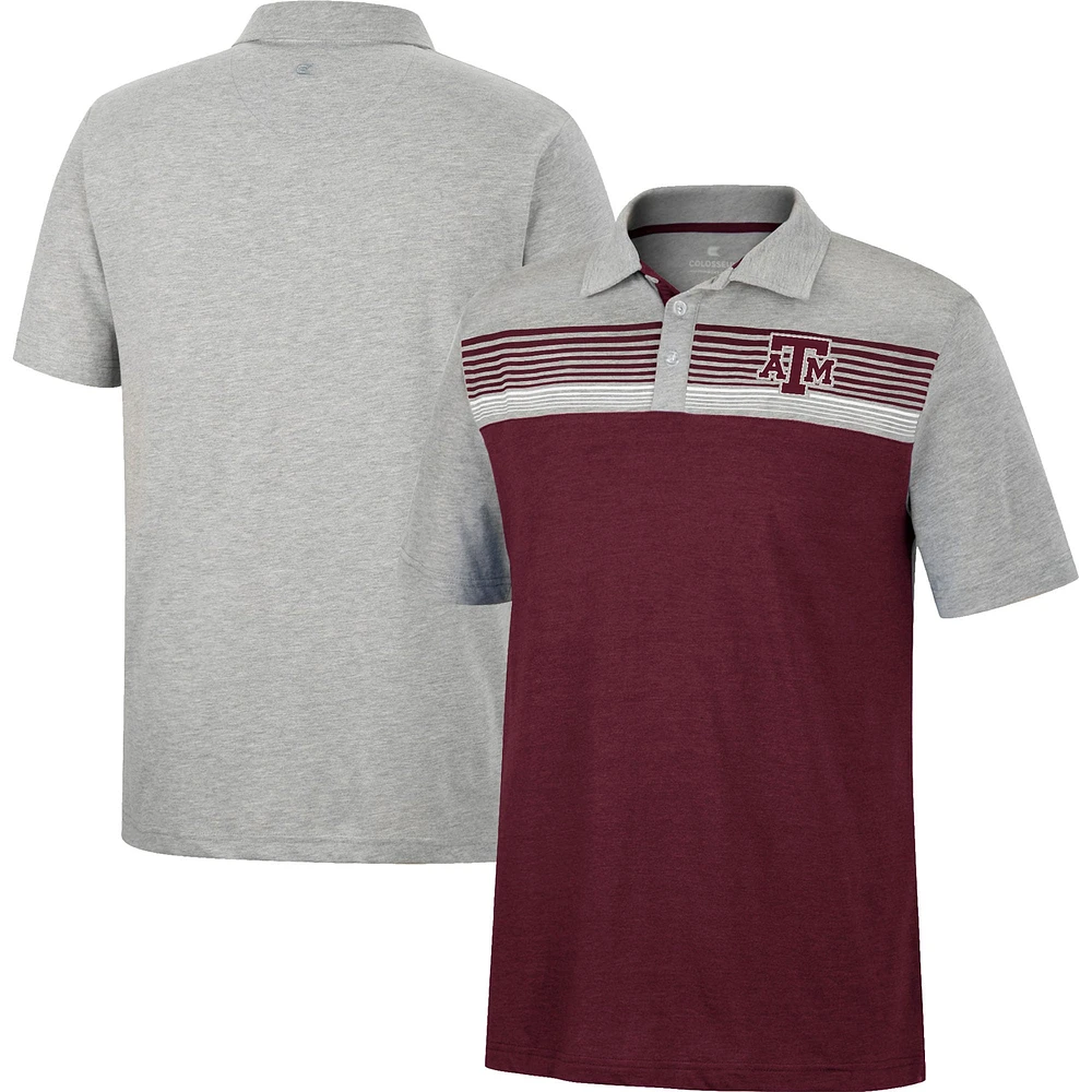 Polo léger Colosseum marron/gris chiné Texas A&M Aggies Caddy pour homme