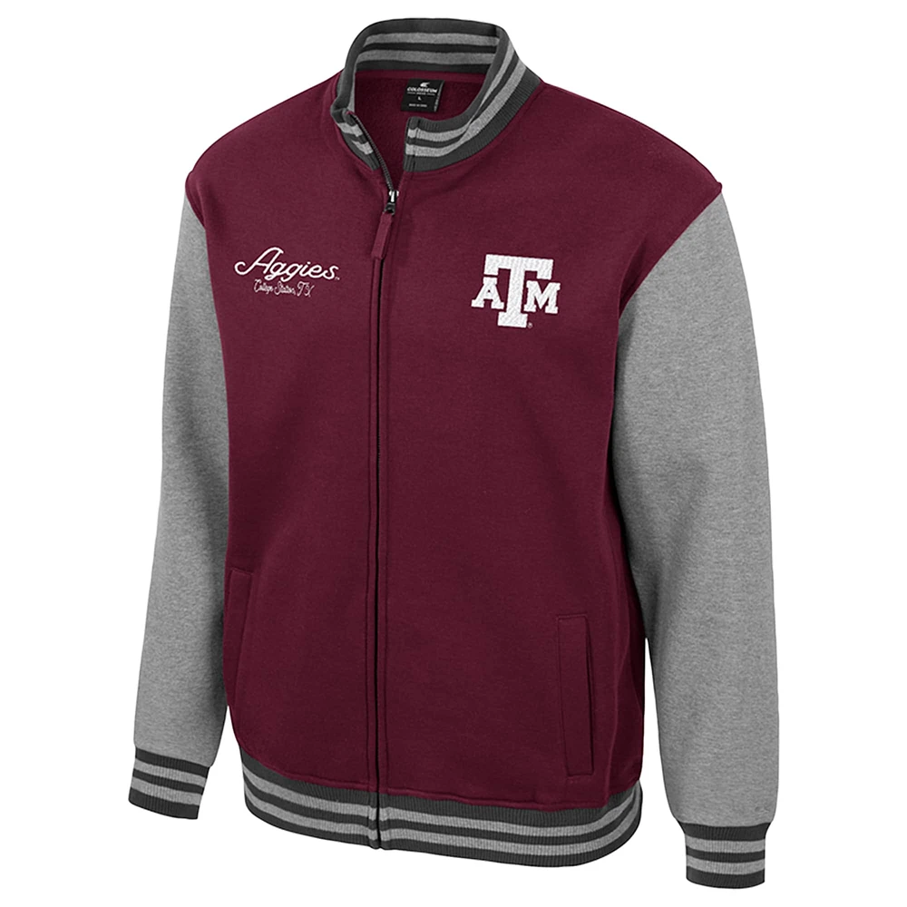 Men's Colosseum  Maroon Texas A&M Aggies Ambi-Turner Full-Zip Varsity Jacket