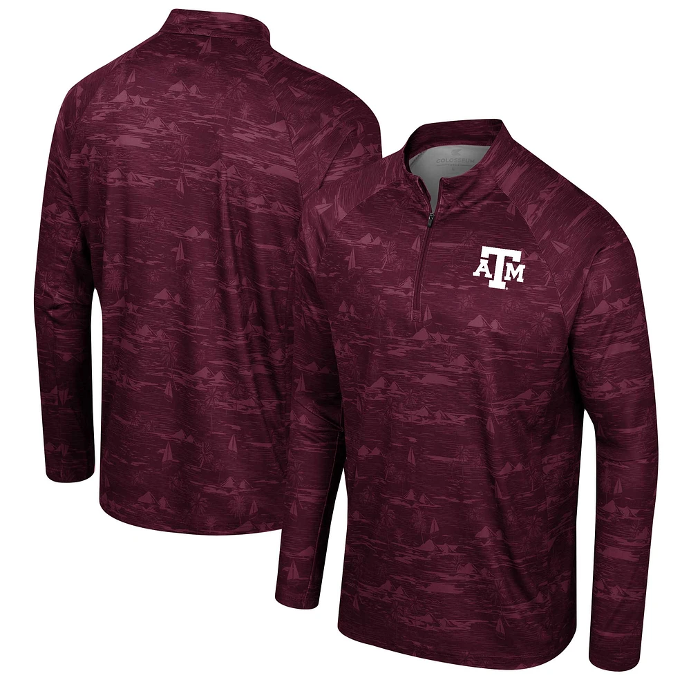 Men's Colosseum Maroon Texas A&M Aggies Carson Raglan Quarter-Zip Jacket