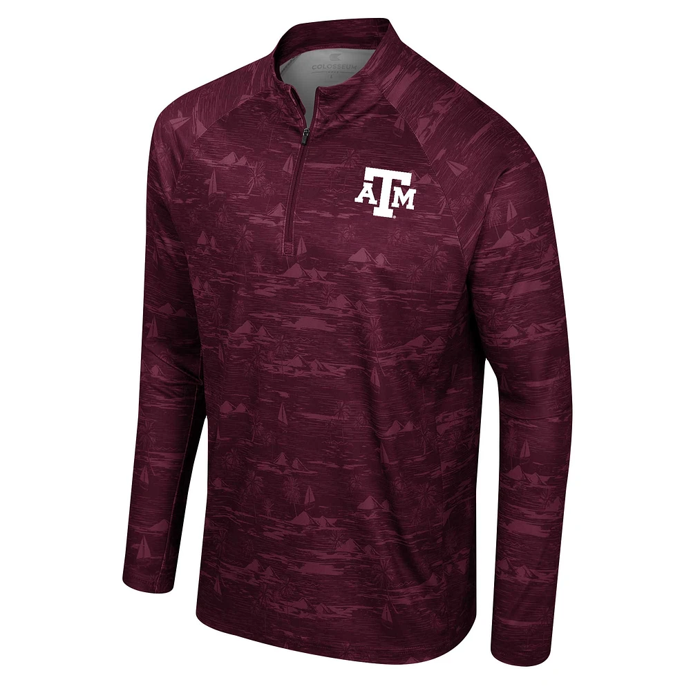 Veste à quart de zip Colosseum Maroon Texas A&M Aggies Carson Raglan pour hommes