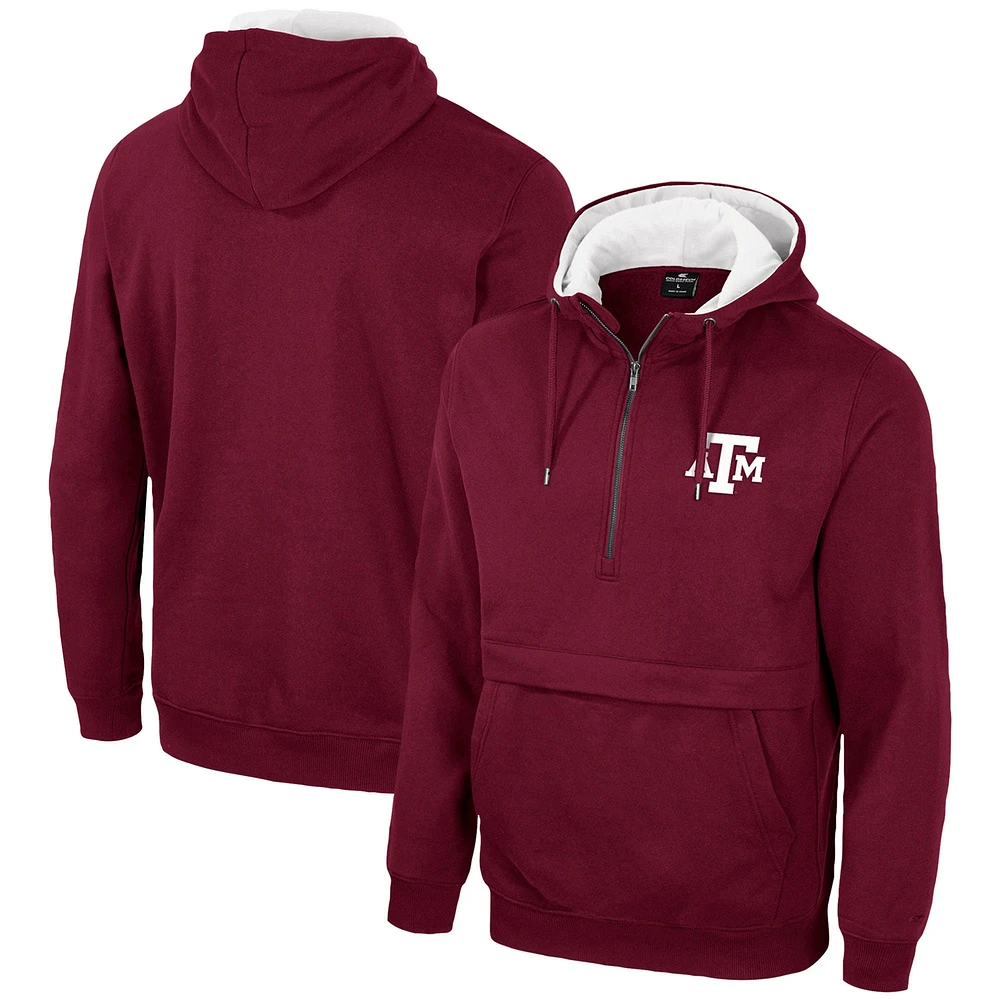 Sweat à capuche demi-zip Colosseum Texas A&M Aggies marron pour homme