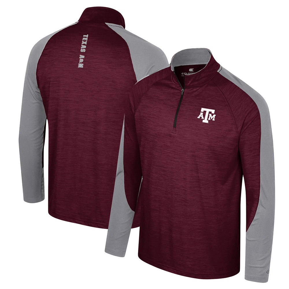 Haut à quart de zip Colosseum Maroon Texas A&M Aggies Langmore Raglan pour hommes