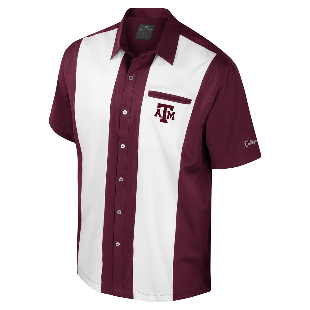 Chemise boutonnée de bowling Texas A&M Aggies Strike pour homme, couleur marron Colosseum