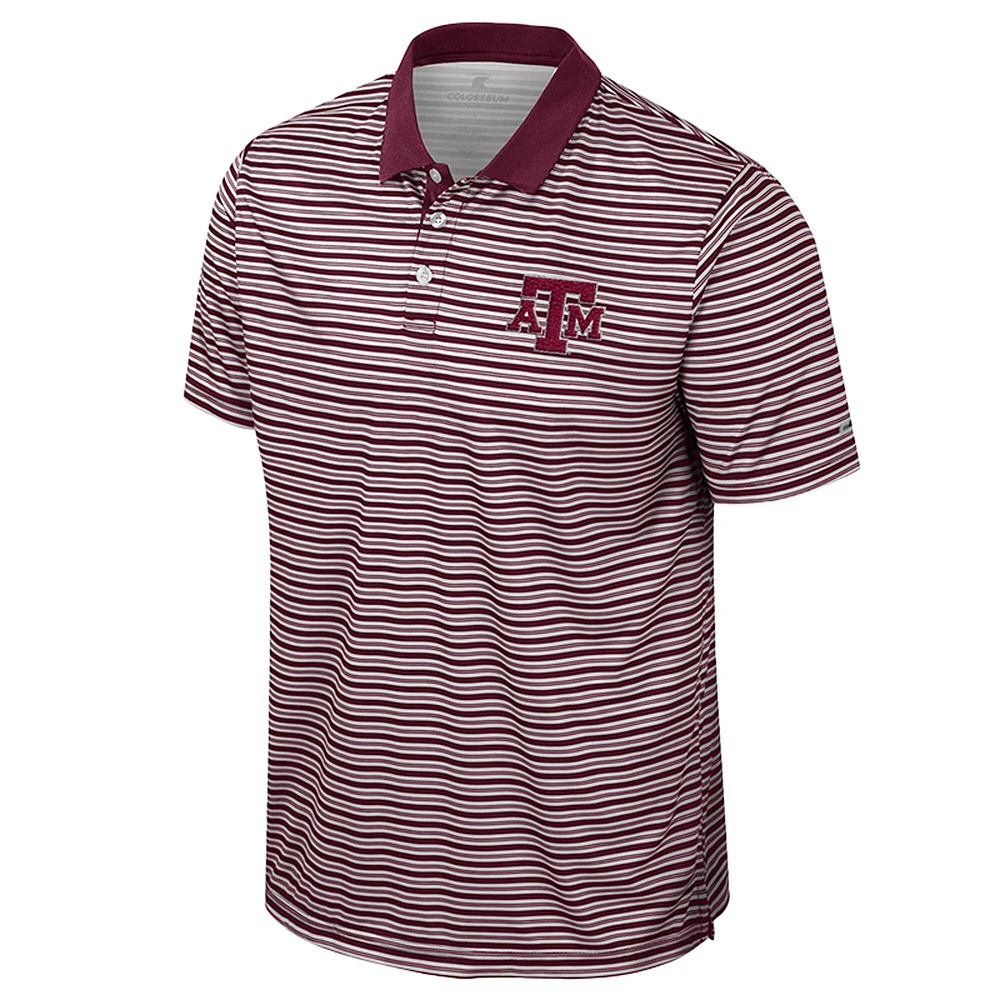 Men's Colosseum Maroon Texas A&M Aggies Striped Polo